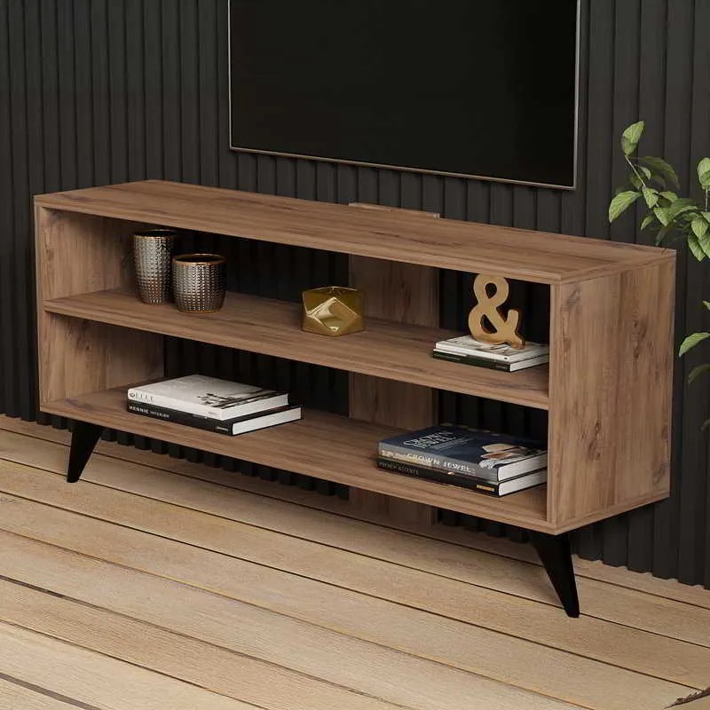 Έπιπλο τηλεόρασης Prestige pakoworld σε sonoma απόχρωση 120x29,6x50εκ
