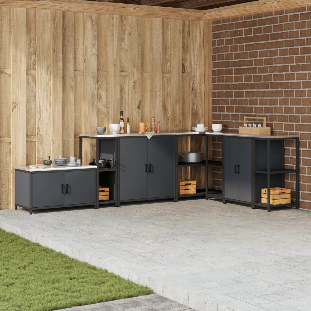 vidaXL Ράφι Αποθήκευσης Κουζίνας Ανθρακί 60 x 50 x 92 εκ. Ατσάλι