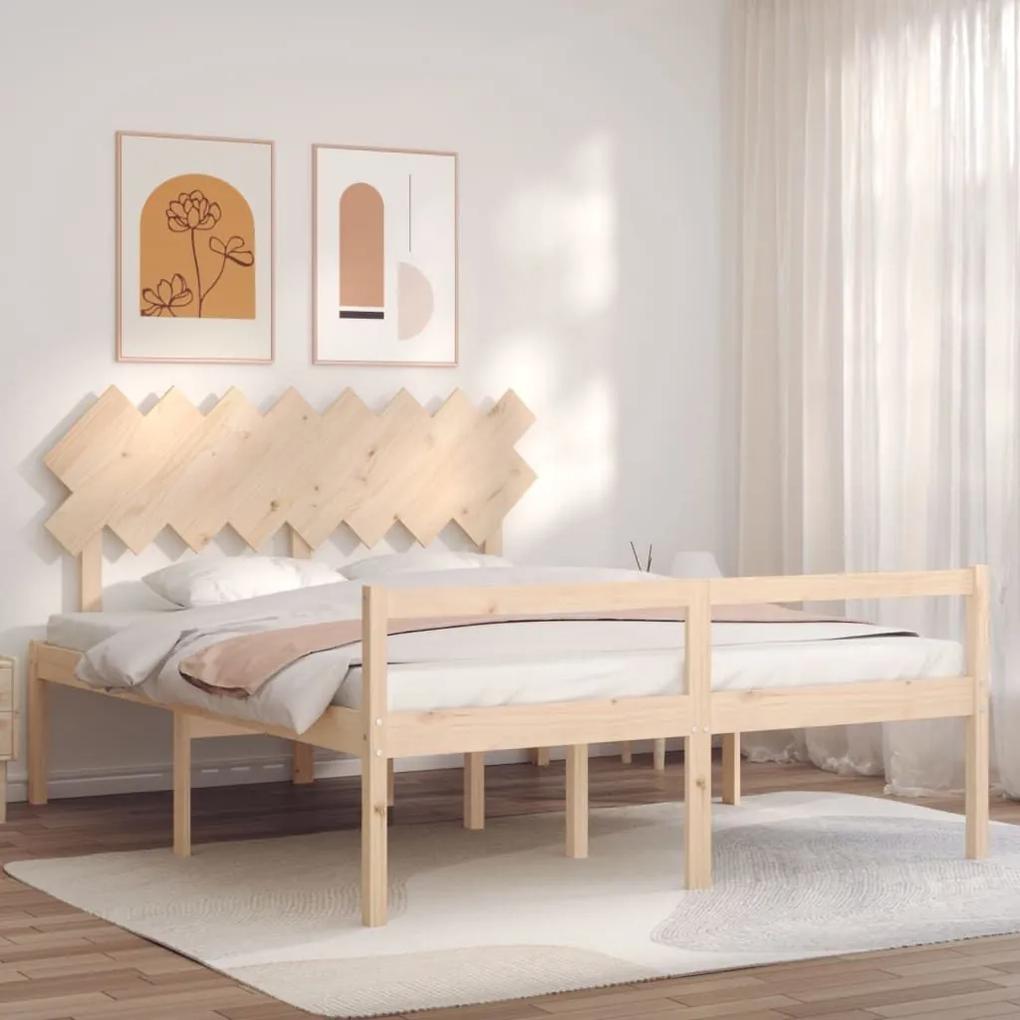 Κρεβάτι Ηλικιωμένου με Κεφαλάρι 160 x 200 εκ. από Μασίφ Ξύλο - Καφέ