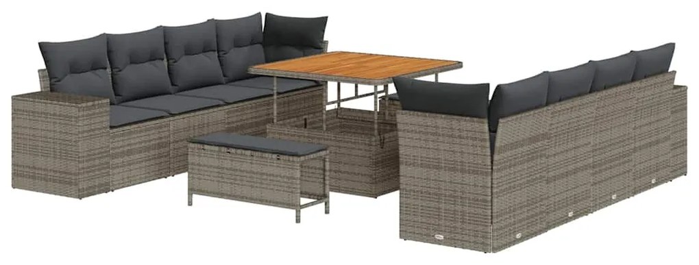 vidaXL Σετ Καναπέ Κήπου με μαξιλάρι 11 pcs Γκρι 100 x 100 x 71 cm