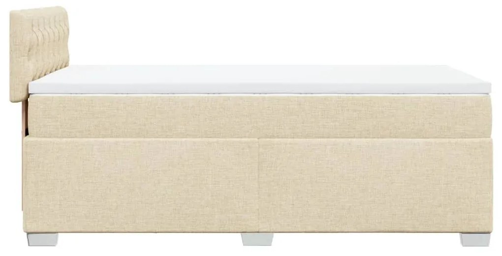 Κρεβάτι Boxspring με Στρώμα Κρεμ 90x190 εκ.Υφασμάτινο - Κρεμ