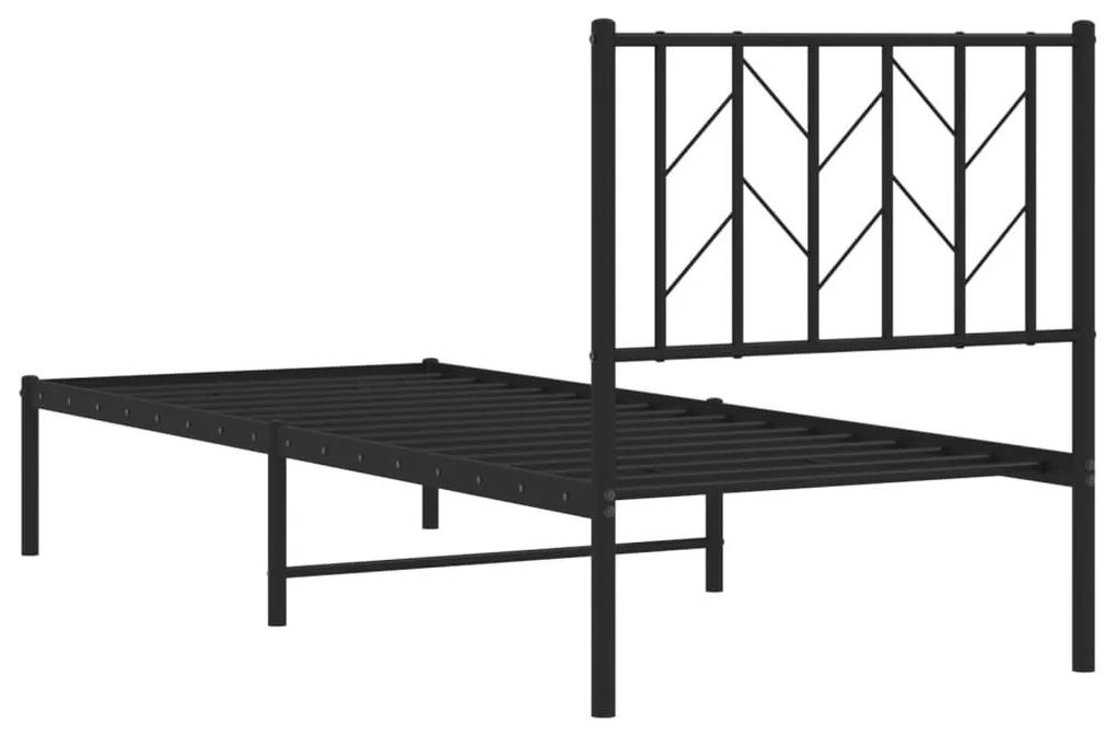 Πλαίσιο Κρεβατιού με Κεφαλάρι Μαύρο 75 x 190 εκ. Μεταλλικό - Μαύρο