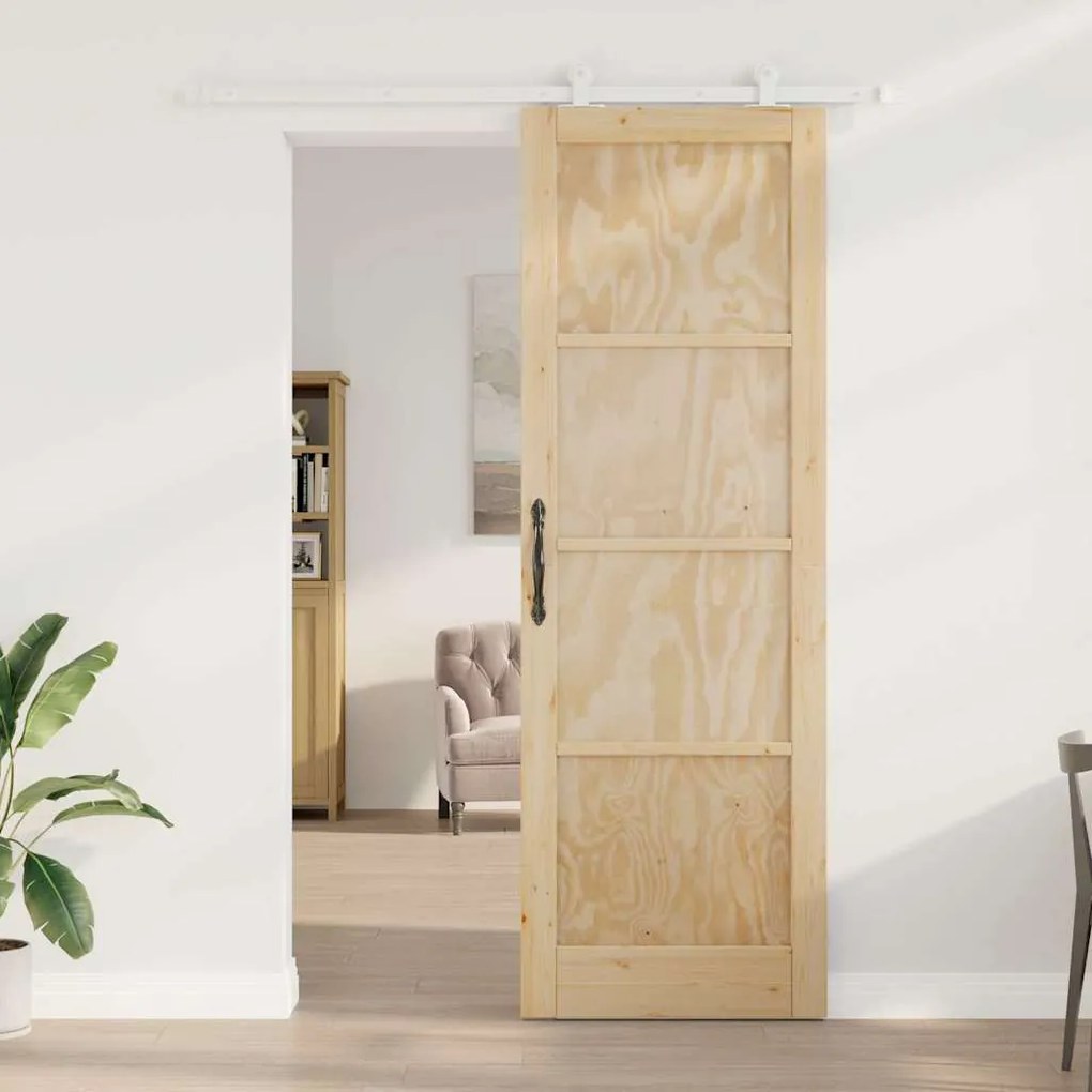 vidaXL Σετ Συρόμενης Πόρτας Φυσικό και λευκό 78 x 232 cm