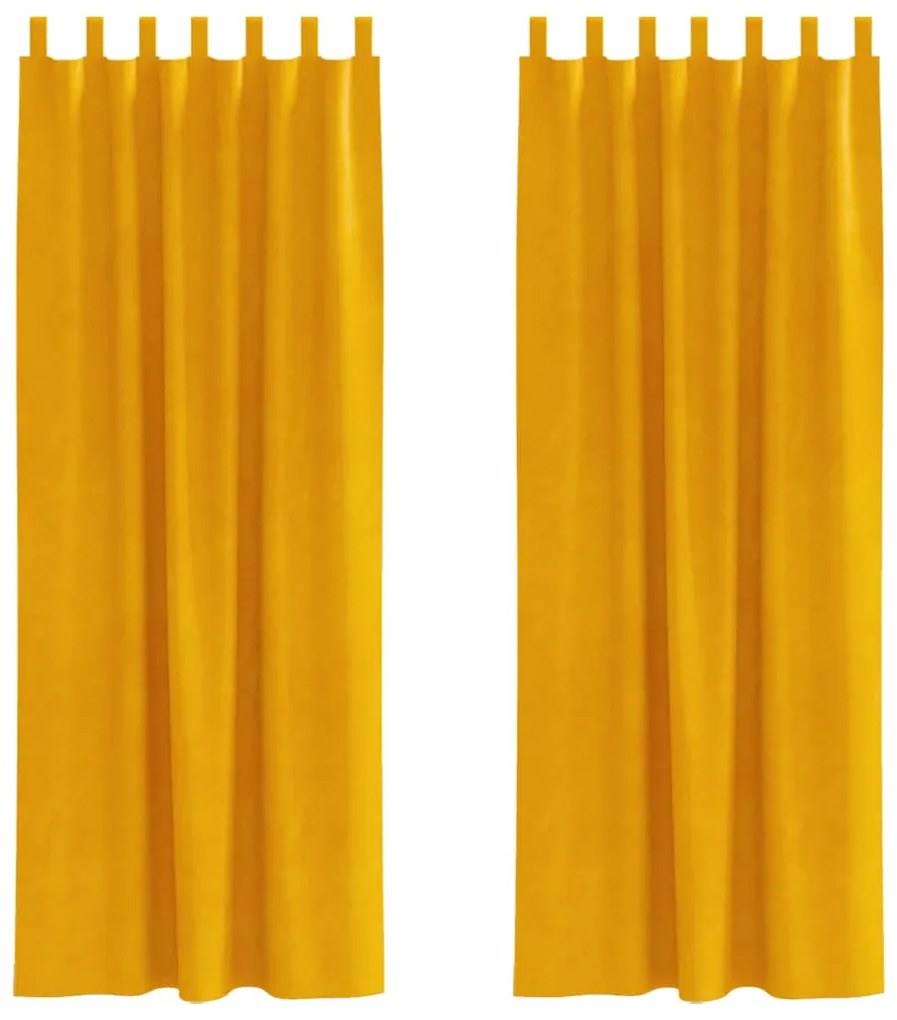 vidaXL Κουρτίνες 2 pcs κίτρινο μουσταρδί 140 x 225 cm Βελούδο