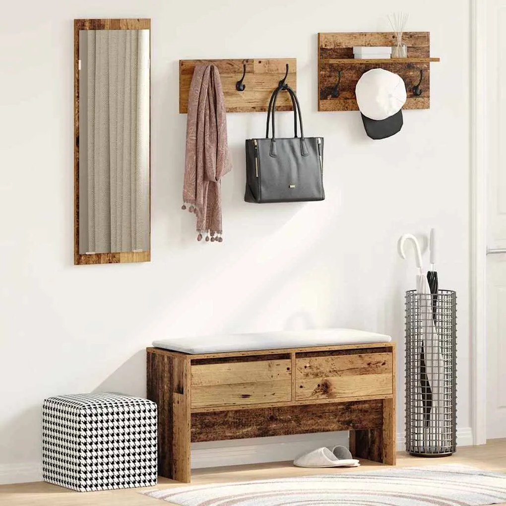 vidaXL Σετ επίπλων χωλ με συρτάρι Παλαιό ξύλο 90 x 31 x 46.5 εκ