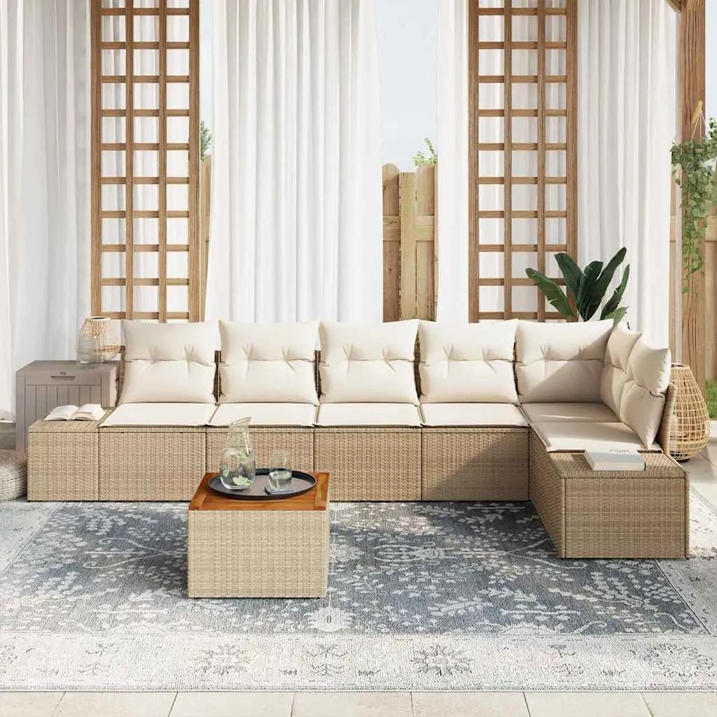 vidaXL Σετ Καναπέ Κήπου 7 pcs Beige, λευκό