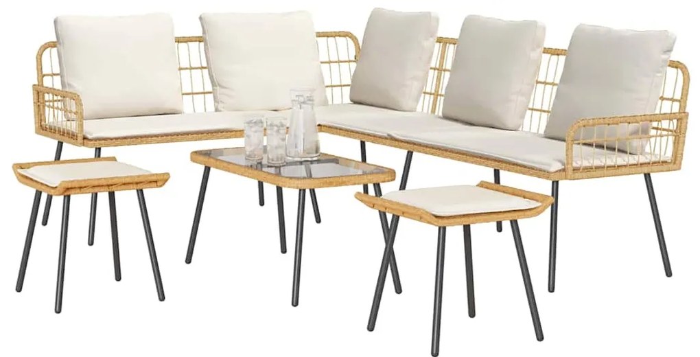 vidaXL Σετ Καναπέ Κήπου με μαξιλάρι 4 pcs Φυσικό συνθετικό ρατάν