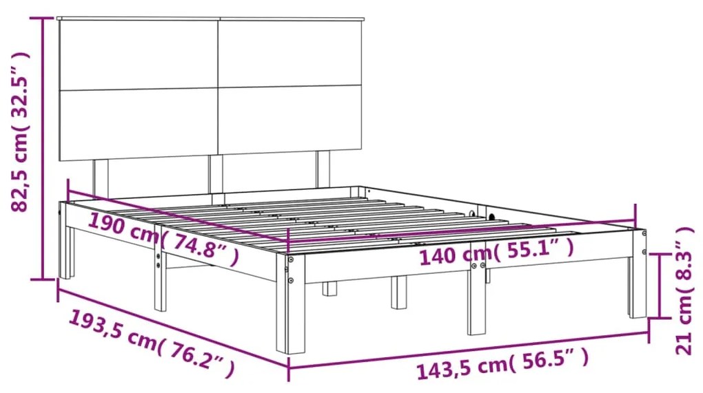 ΠΛΑΙΣΙΟ ΚΡΕΒΑΤΙΟΥ ΜΕ ΚΕΦΑΛΑΡΙ ΛΕΥΚΟ 140X190 ΕΚ. ΜΑΣΙΦ ΞΥΛΟ 3193642