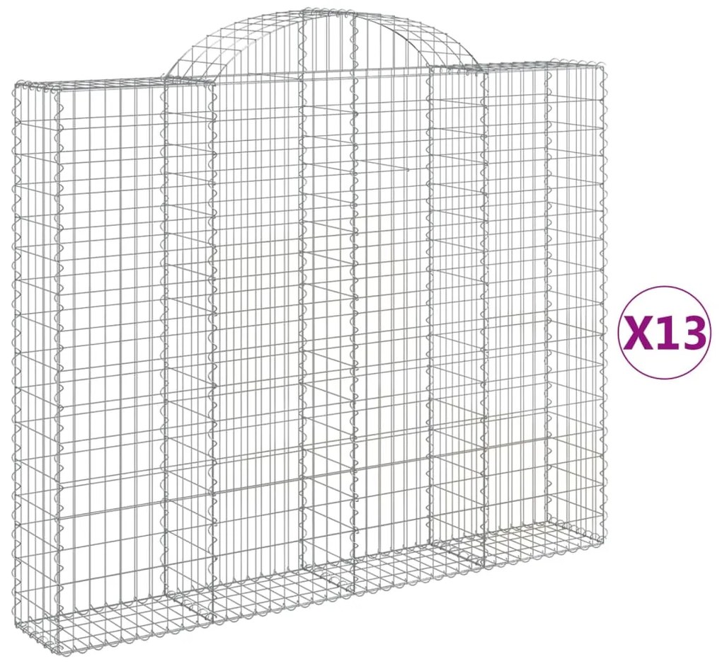 Συρματοκιβώτια Τοξωτά 13 τεμ. 200x30x160/180 εκ. Γαλβαν. Ατσάλι - Ασήμι