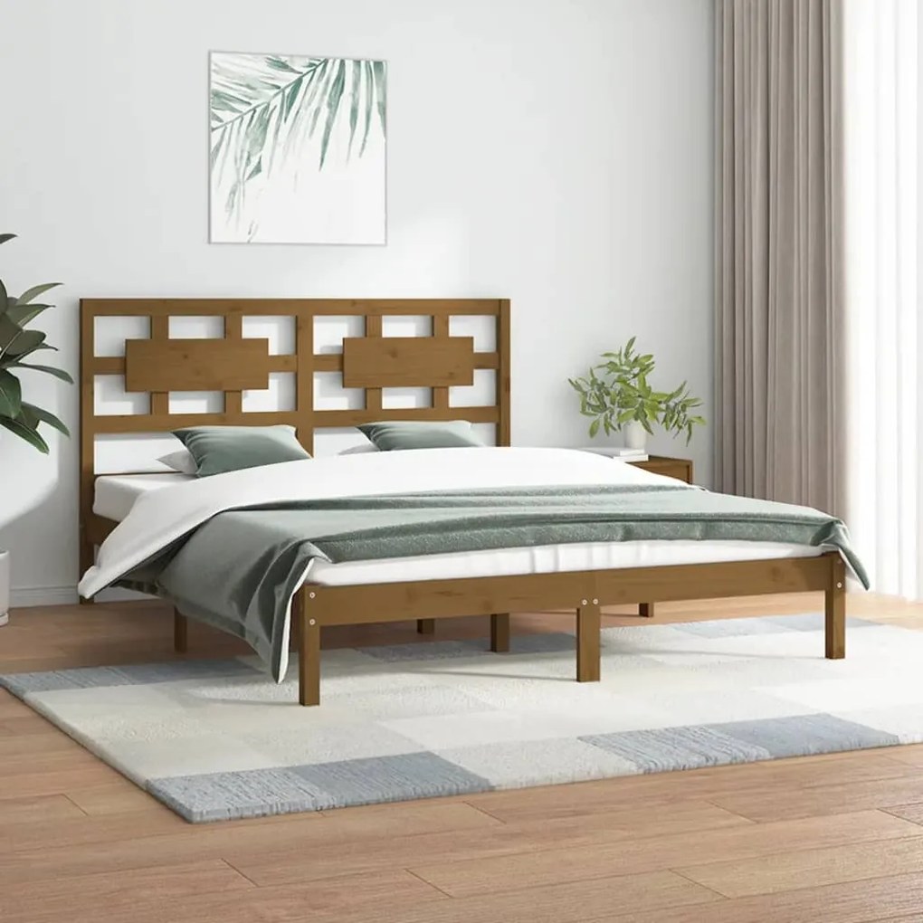 vidaXL Πλαίσιο Κρεβατιού Μελί 180x200 εκ. Μασίφ Ξύλο Πεύκου Super King