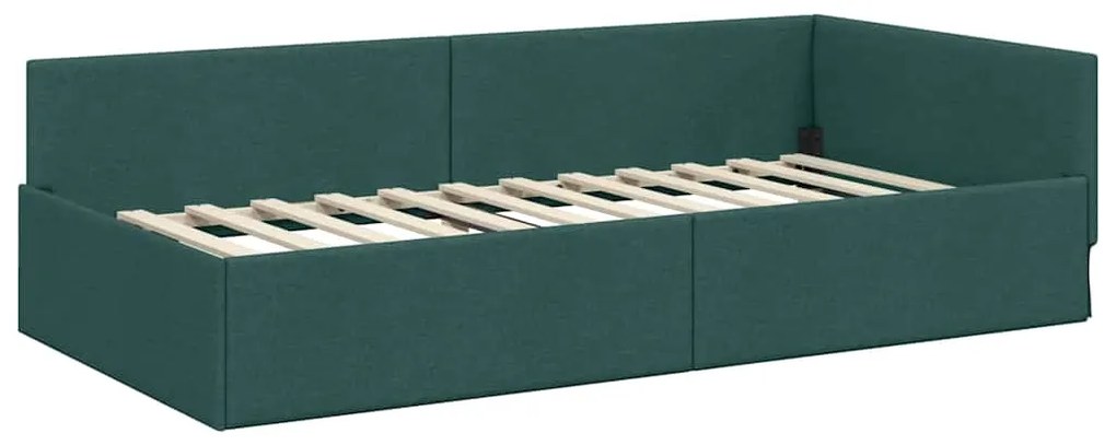 vidaXL Κρεβάτι Γωνίας Σκούρο πράσινο 80 x 200 cm Ύφασμα και Έργο ξύλου