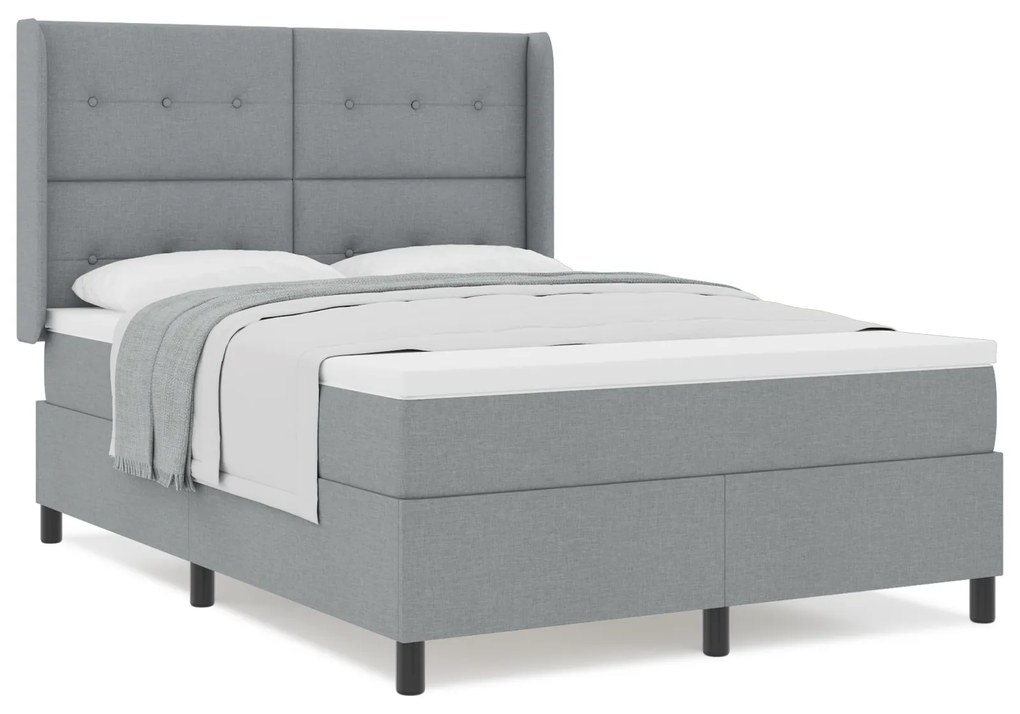 vidaXL Κρεβάτι Box Spring με Στρώμα Ανοιχτό Γκρι 140x200 εκ. Ύφασμα