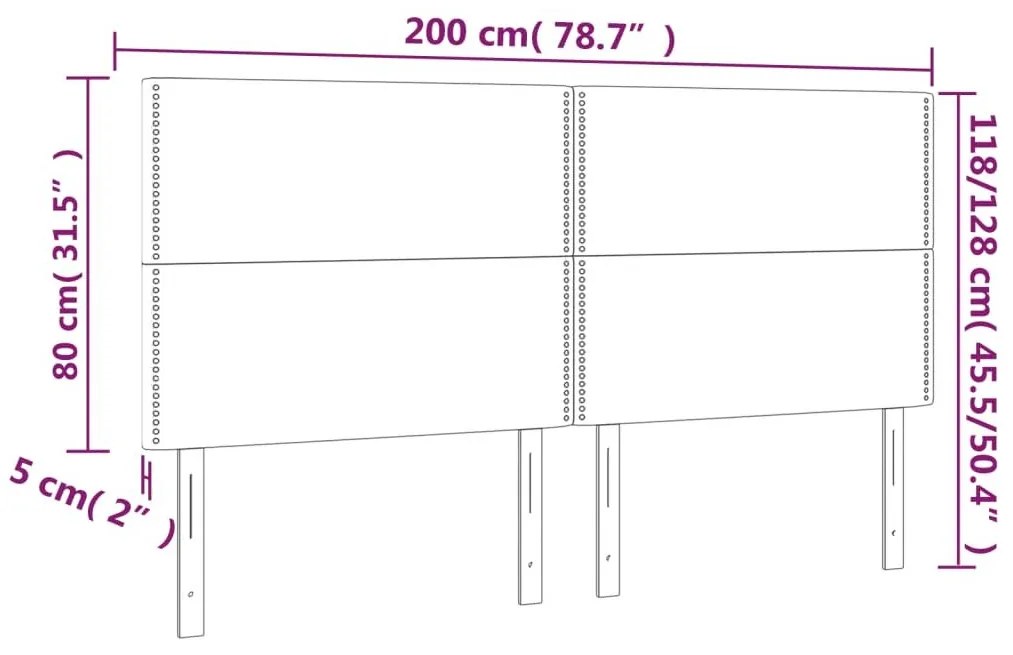 Κεφαλάρια Κρεβατιού 4 τεμ. Μαύρο 100x5x78/88 εκ. Βελούδινο - Μαύρο