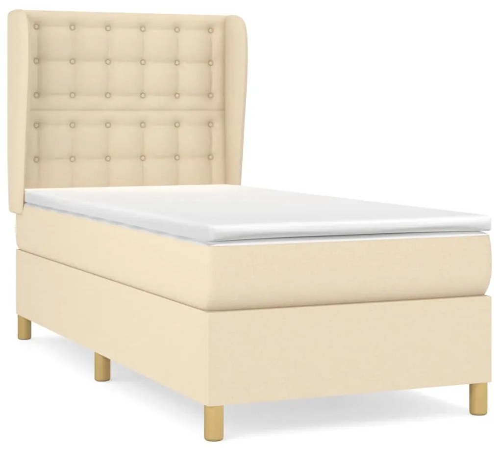 ΚΡΕΒΑΤΙ BOXSPRING ΜΕ ΣΤΡΩΜΑ ΚΡΕΜ 90X190 ΕΚ.ΥΦΑΣΜΑΤΙΝΟ 3128810