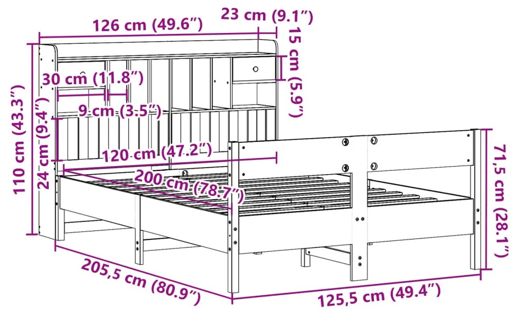 ΚΡΕΒΑΤΙ ΒΙΒΛΙΟΘΗΚΗ ΧΩΡΙΣ ΣΤΡΩΜΑ 120X200 ΕΚ ΜΑΣΙΦ ΞΥΛΟ ΠΕΥΚΟΥ 3323031