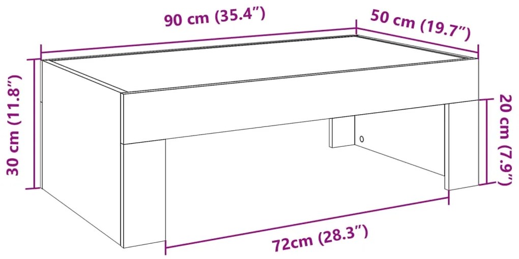 Τραπεζάκι Σαλονιού Infinity LED Λευκό 90x50x30 εκ. - Λευκό