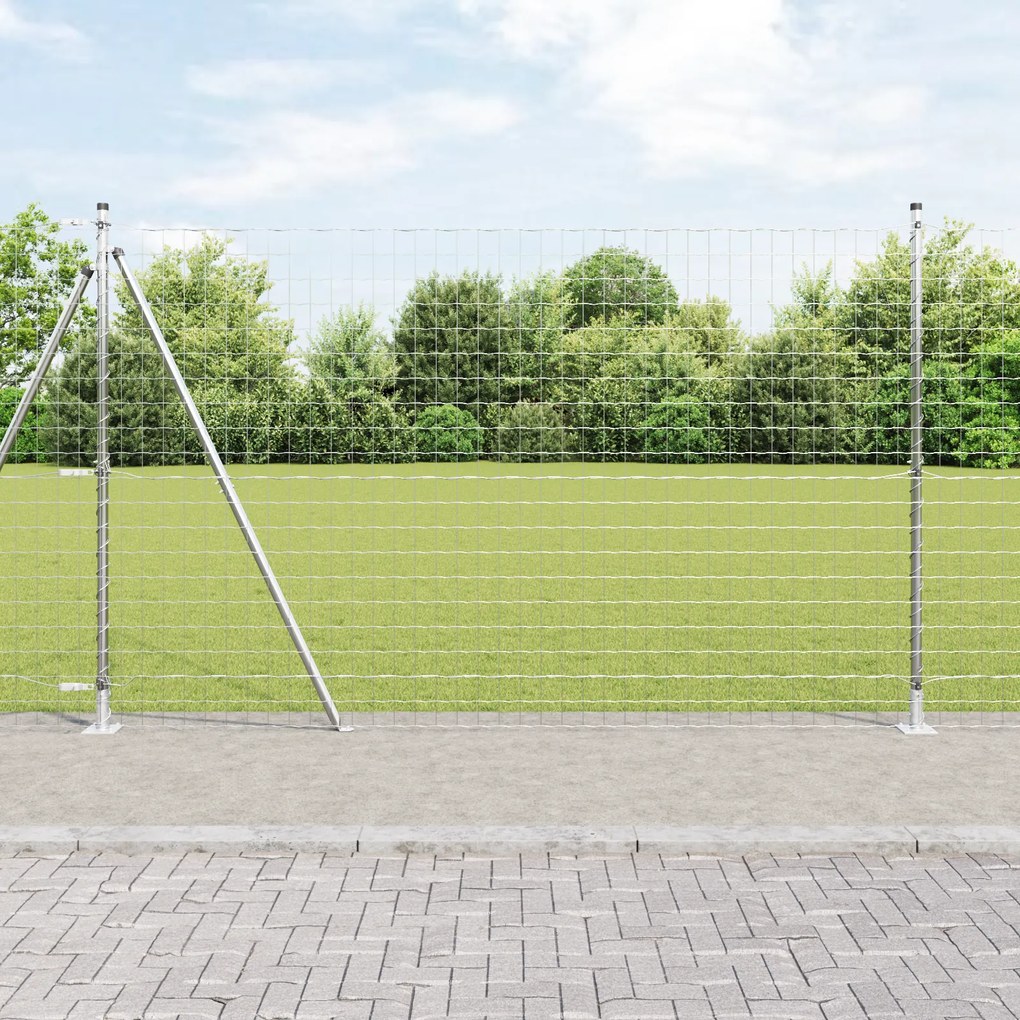 vidaXL Euro Fence με 7 φλαντζωτούς πόλους 1.4x10 μ Γαλβανισμένο ατσάλι