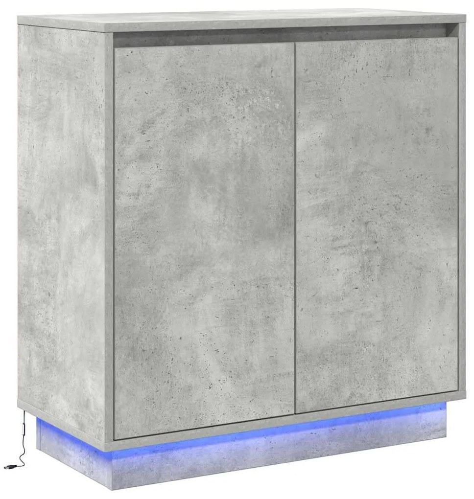 vidaXL Πλευρικό Τραπέζι LED με ράφι Σκυρόδεμα Γκρι 71 x 34,5 x 75 εκ.