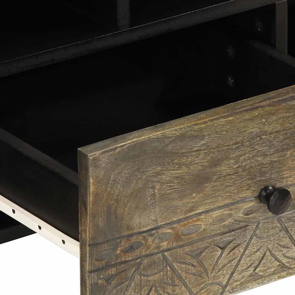 vidaXL Έπιπλο Τηλεόρασης Μαύρο 100 x 33 x 46 εκ. από Μασίφ Ξύλο Μάνγκο