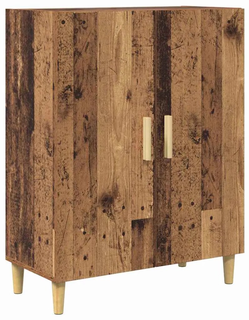 vidaXL Highboard Παλιό Ξύλο 69,5 x 34 x 180 εκ. Σύνθετο Ξύλο και Γυαλί