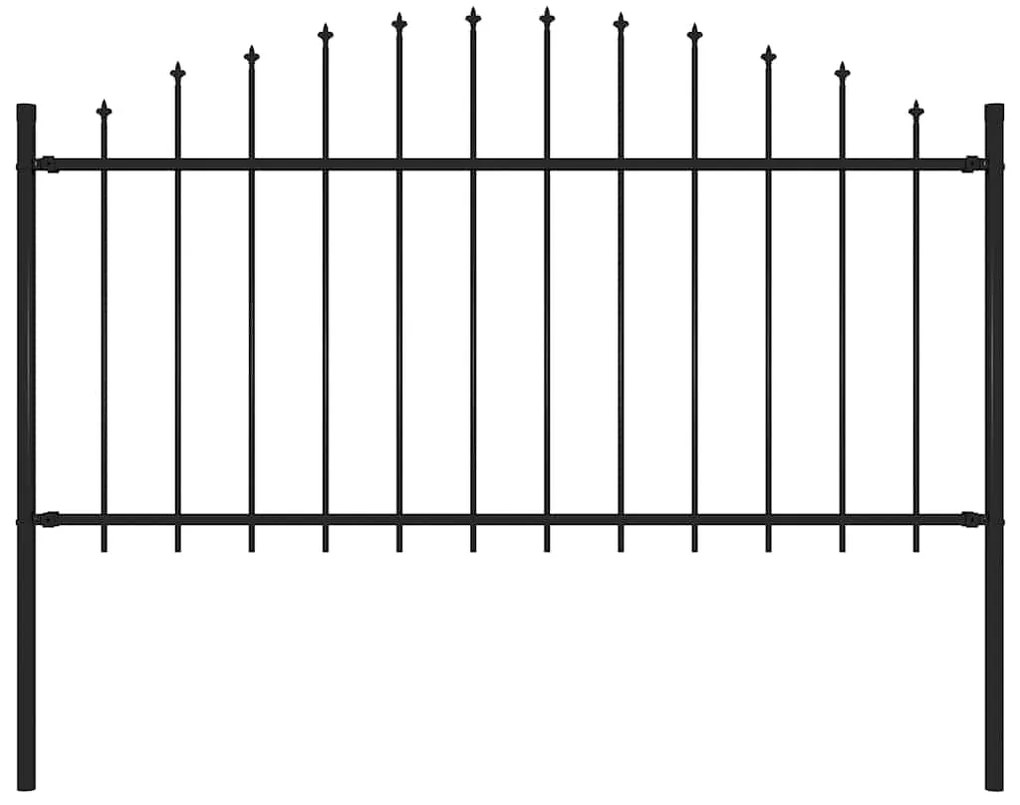 Φράχτης Κήπου με Κορυφή Δόρυ από Ατσάλι, Μαύρος 181 x 150 εκ.