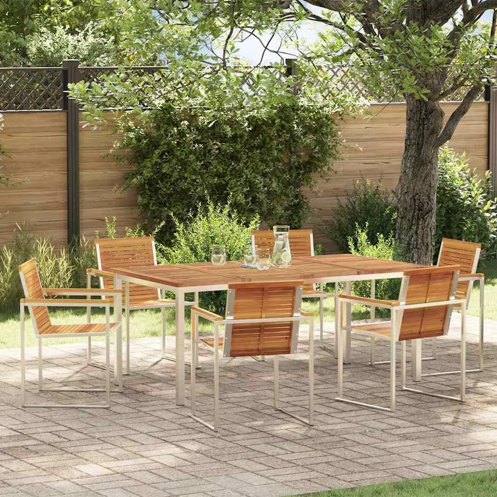 vidaXL Σέτ φαγητού για κήπο 7 pcs Σταθερό Ξύλο Ακακίας