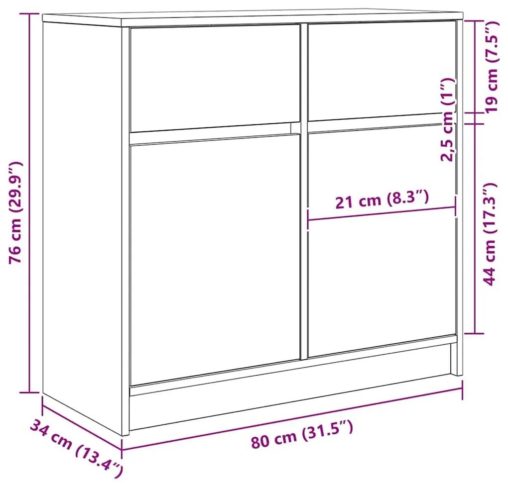 Συρταριέρα με Συρτάρια Τεχνίτης Δρυς 80x34x76 εκ. Επεξ. Ξύλο - Καφέ