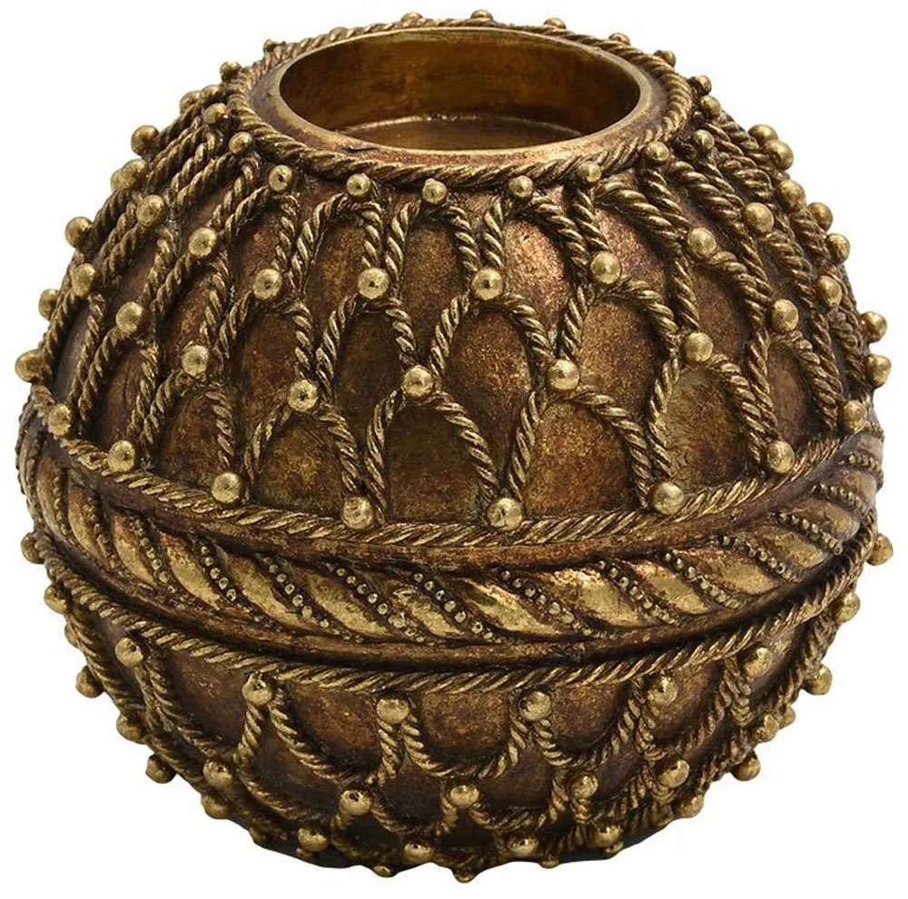 Κηροπήγιο 279-124-240 9x9x9cm Gold Polyresin