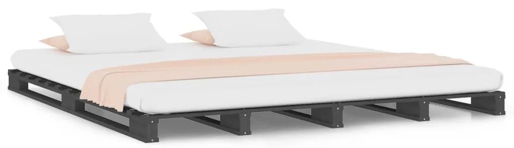 Κρεβάτι Παλέτες Γκρι 150x200εκ Μασίφ Ξύλο Πεύκου 5FT KingSize - Γκρι