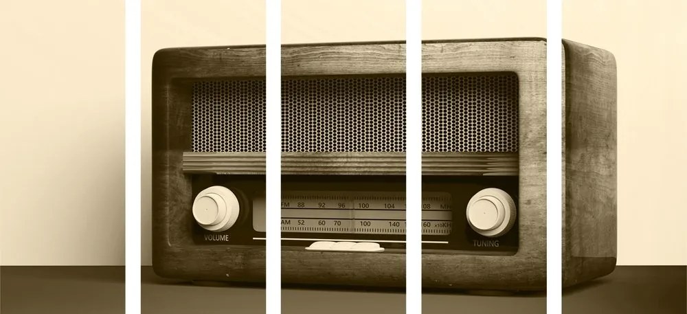 Ρετρό ραδιόφωνο εικόνας 5 μερών σε σχέδιο σέπια