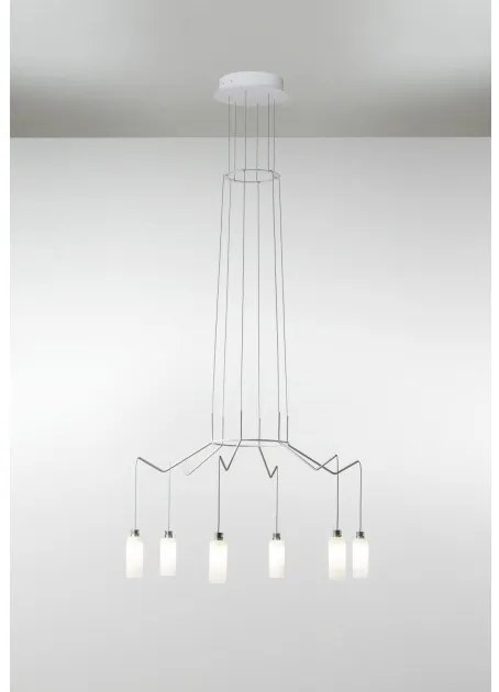 Πολυέλαιος Κρεμαστό Φωτιστικό Οροφής 6xLED 4,2W Dimmable Triac Φυσητό Pyrex Γυαλί Chan BT6 Prandina-1C03001014501-Λευκό 1C03001014501