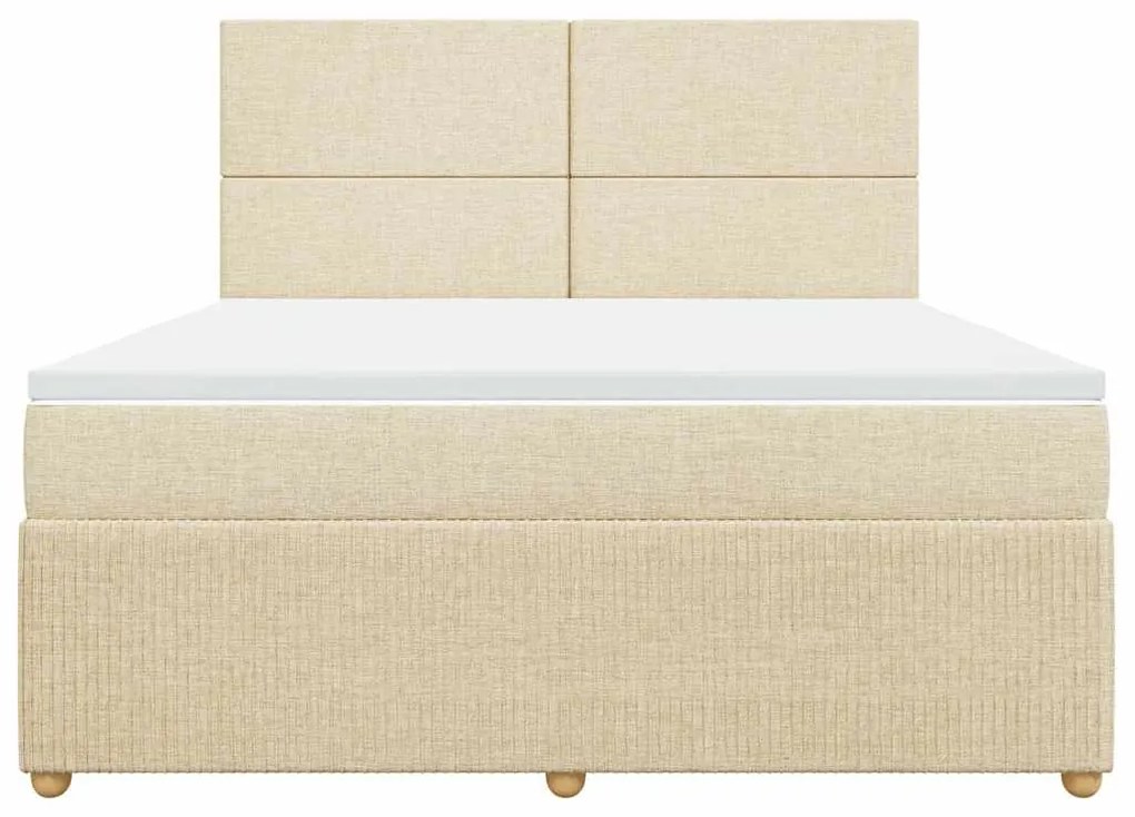 vidaXL Κρεβάτι Boxspring με Στρώμα Κρεμ 180x200 εκ. Υφασμάτινο
