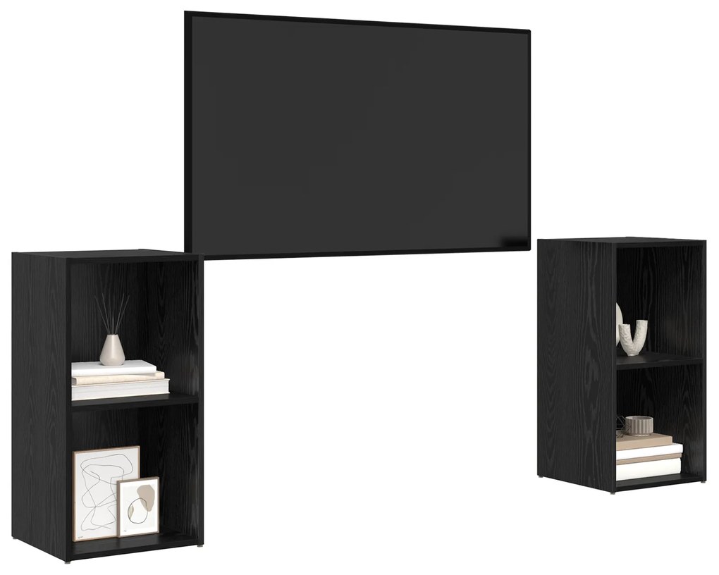 vidaXL Σετ επίπλου τηλεόρασης 2 pcs Μαύρη Δρυς 72 x 35 x 36.5 cm