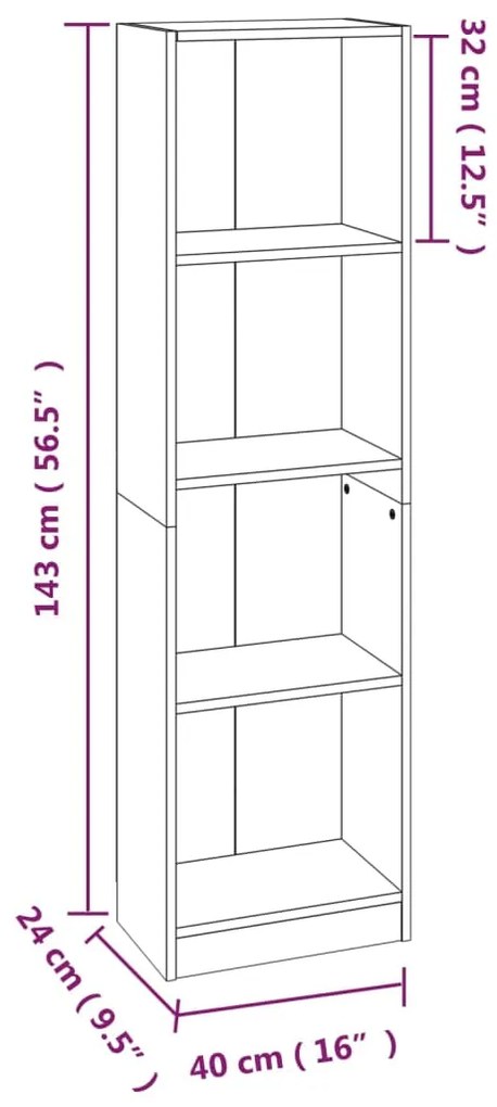 ΒΙΒΛΙΟΘΗΚΗ ΜΕ 4 ΡΑΦΙΑ ΚΑΠΝΙΣΤΗ ΔΡΥΣ 40X24X143 ΕΚ. ΕΠΕΞΕΡΓ. ΞΥΛΟ 816065