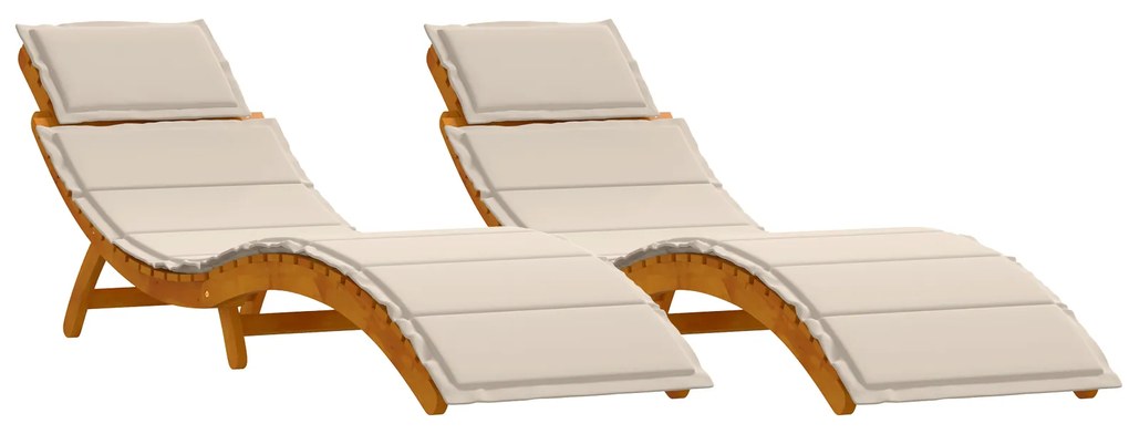 vidaXL Ξαπλώστρα 2 pcs Λευκό 184 x 55 x 64 εκ Μασίφ ξύλο ακακίας