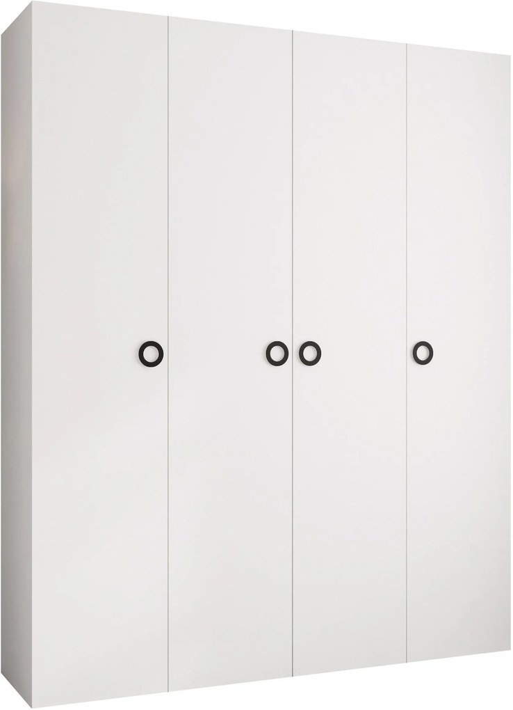 Ντουλάπα Como I 200 Τετράφυλλη-Λευκό - Μαύρο