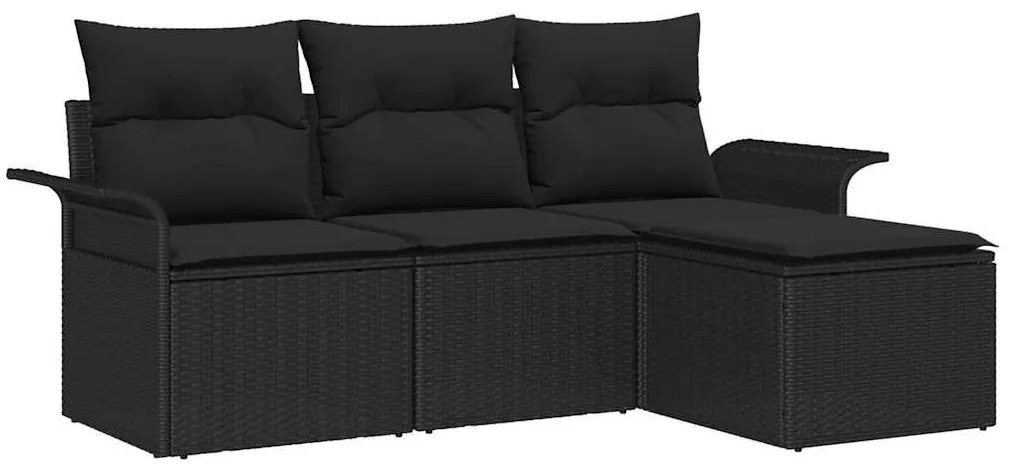 vidaXL Σετ Καναπέ Κήπου 4 pcs Μαύρο 55 x 55 x 37εκ συνθετικό ρατάν