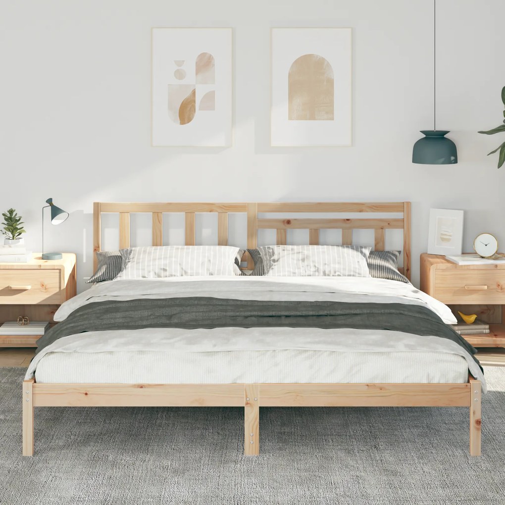 vidaXL Σκελετός Κρεβατιού Καφέ 180 x 200 cm Συμπαγές ξύλο πεύκου