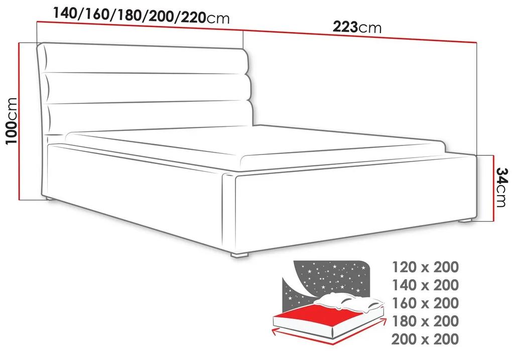Κρεβάτι Pomona 108, Διπλό, Γκρι, 180x200, Ταπισερί, Τάβλες για Κρεβάτι, 200x223x100cm, 125 kg | Epipla1.gr
