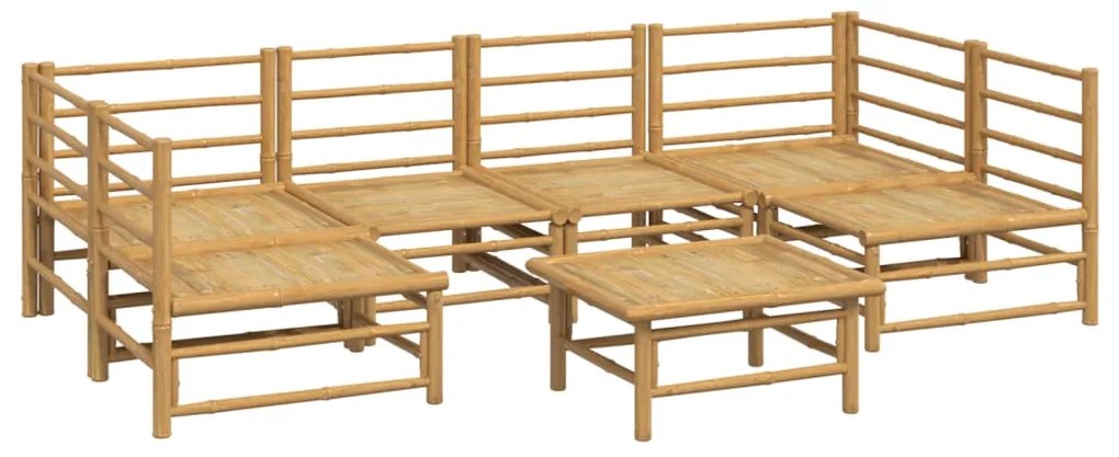 vidaXL Σαλόνι Κήπου Σετ 7 Τεμαχίων από Μπαμπού με Αν. Γκρι Μαξιλάρια