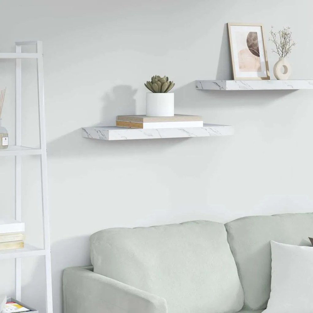 vidaXL Ράφι Τοίχου Λευκό Μάρμαρο 50 x 23 x 4 εκ. Επεξεργασμένο ξύλο