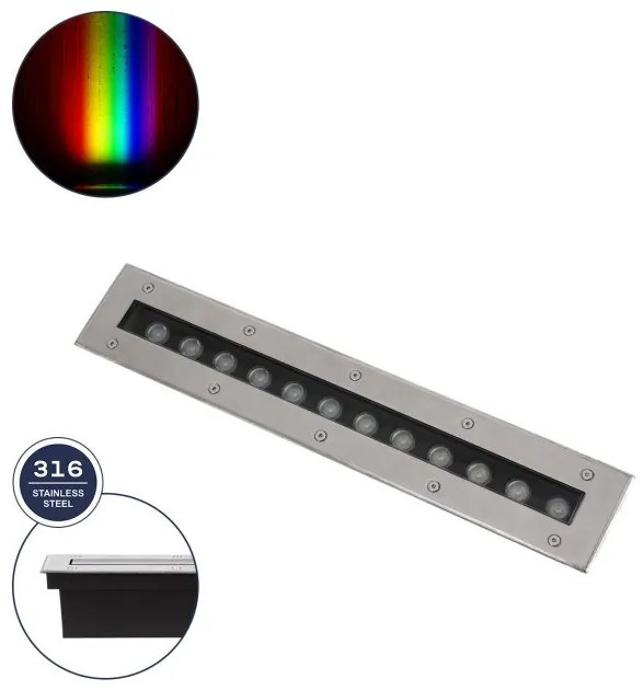 Χωνευτό Φωτιστικό Wall Washer Δαπέδου LED RGBW UNDERGROUND-REMVI 90193 Globostar-90193-Ασημί 90193