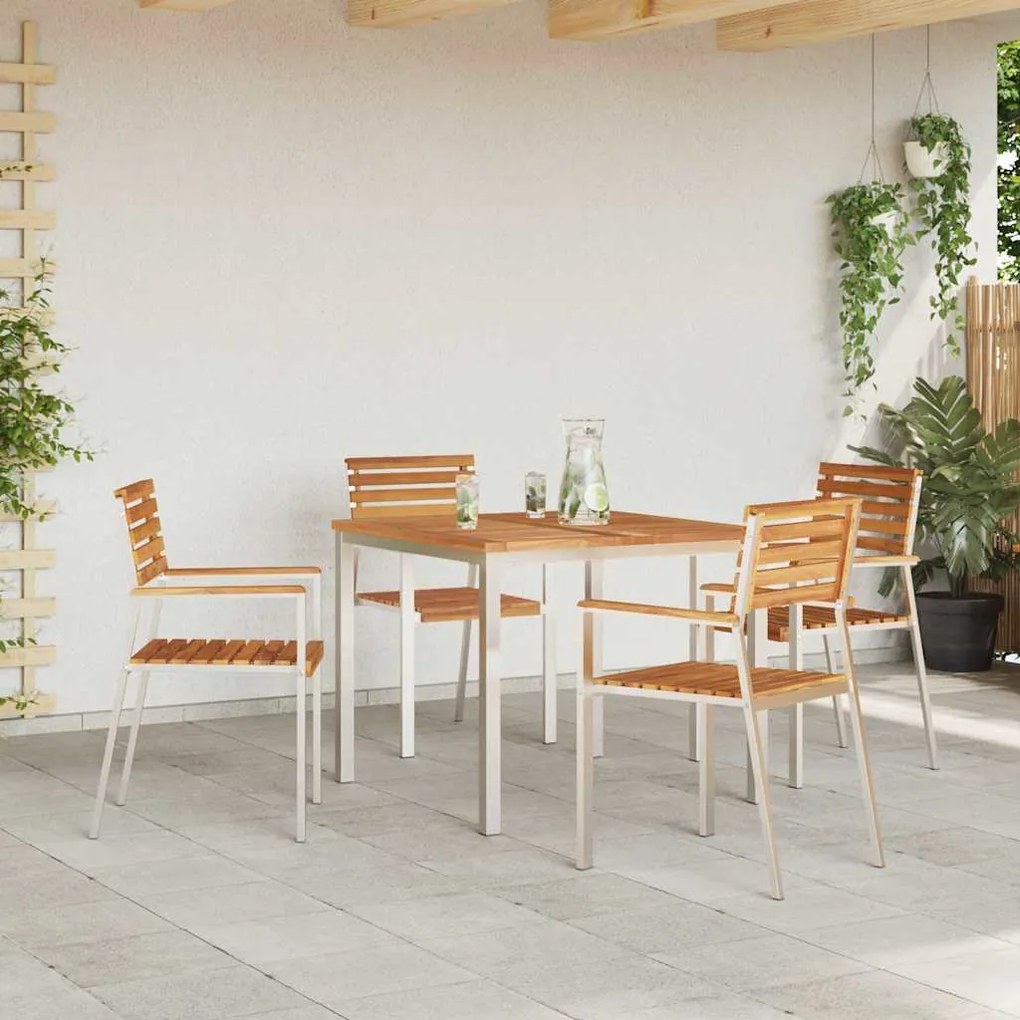 vidaXL Καρέκλα Κήπου 4 pcs Καφέ 56 x 54.5 x 87 εκ. Μασίφ ξύλο teak