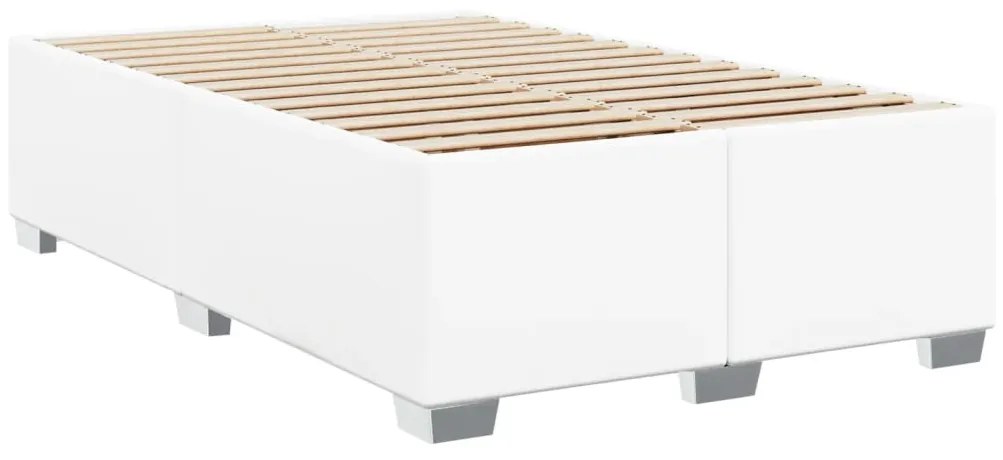 vidaXL Κρεβάτι Boxspring με Στρώμα Λευκό 120x190εκ.από Συνθετικό Δέρμα