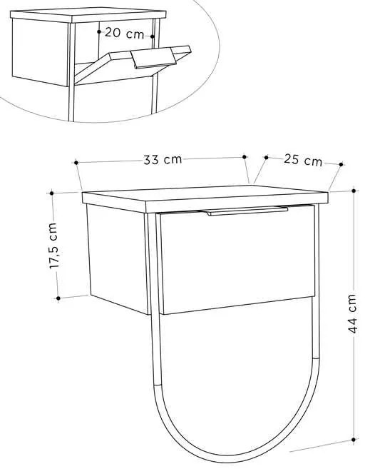 Κομοδίνο μελαμίνης Norfolk Megapap χρώμα λευκό 33x25x44εκ.