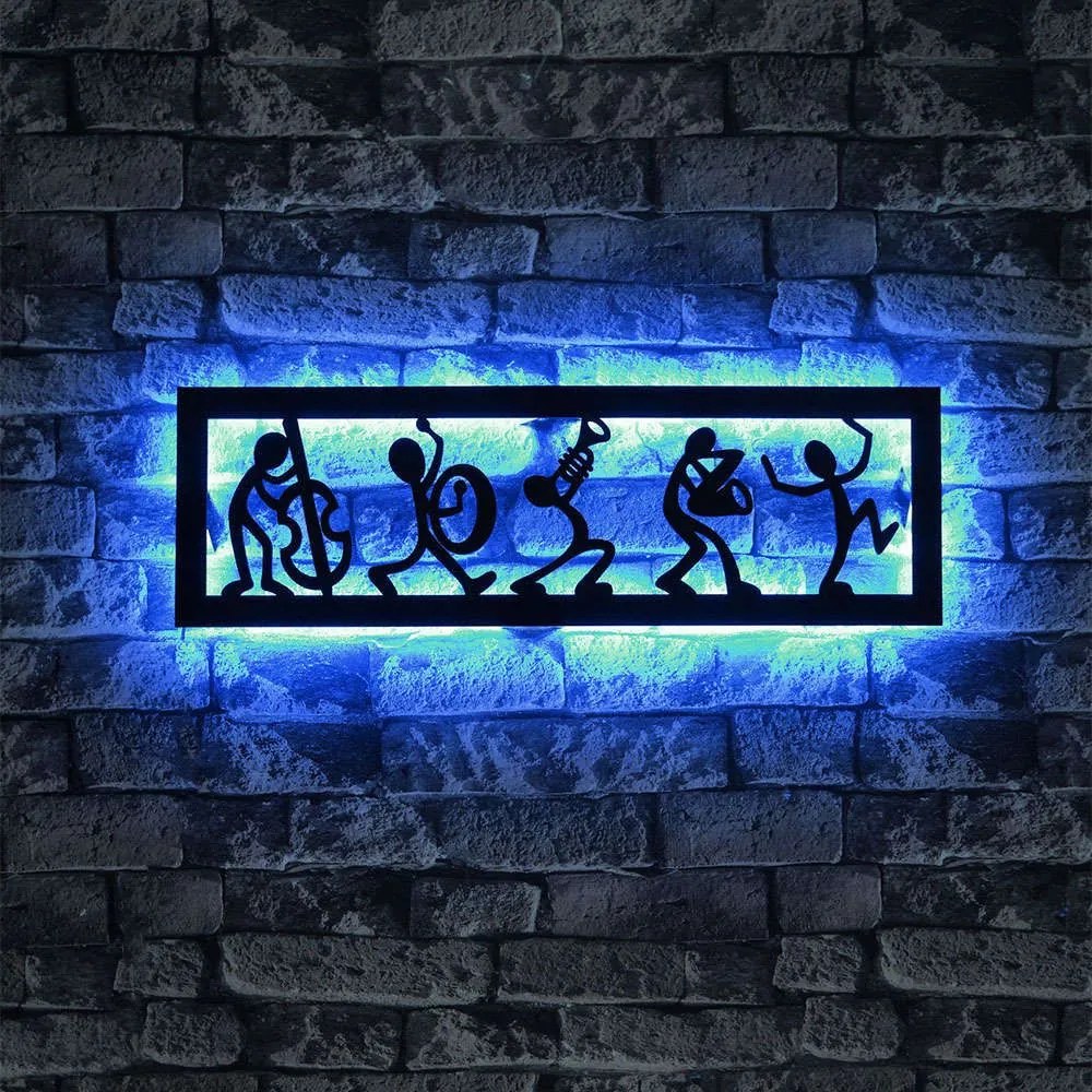 Διακοσμητικό Τοίχου Με Φως Led Music Band 692FRW1158 19x60cm Blue-Black Wallity Mdf