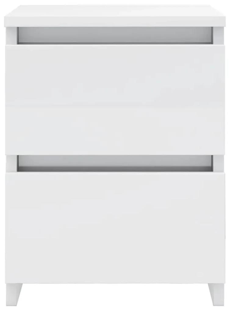 Κομοδίνο Γυαλιστερό Λευκό 30 x 30 x 40 εκ. από Μοριοσανίδα - Λευκό