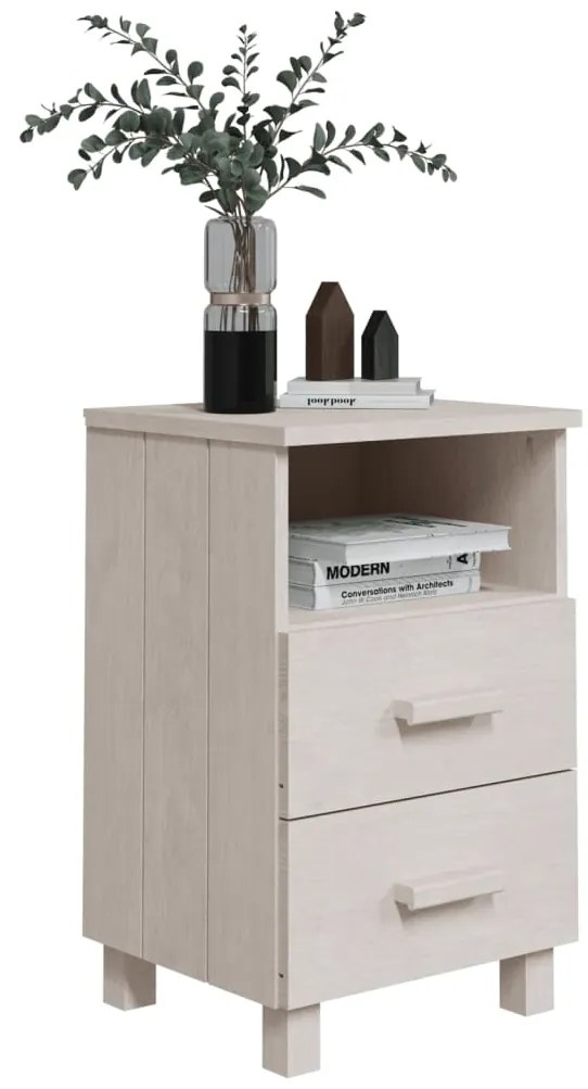 vidaXL Κομοδίνο HAMAR 2 Τεμ. Λευκά 40 x 35 x 62 εκ. Μασίφ Ξύλο Πεύκου