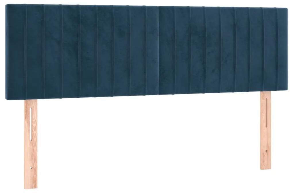 vidaXL Κρεβάτι Boxspring με Στρώμα Σκούρο Μπλε 140x200 εκ. Βελούδινο