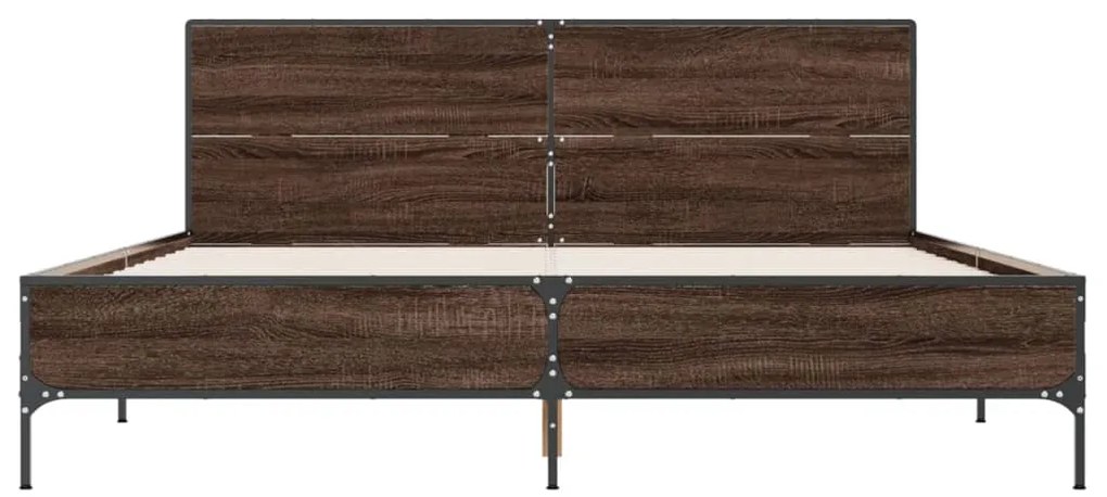 vidaXL Πλαίσιο Κρεβατιού Καφέ Δρυς 140x200 εκ. Επεξ. Ξύλο &amp; Μέταλλο
